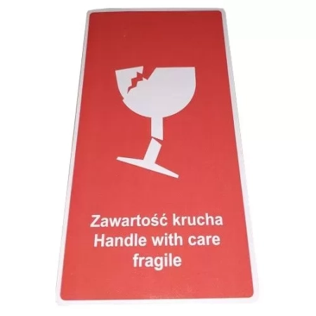 ETYKIETY 100x50mm ZAWARTOŚĆ KRUCHA HANDLE WITH CARE FRAGILE 100szt